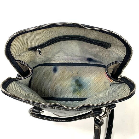 Dooney & Bourke Anniversary Dome Satchel Grey Canvas Black Trim A1114819 Y2K - Picture 2 of 12